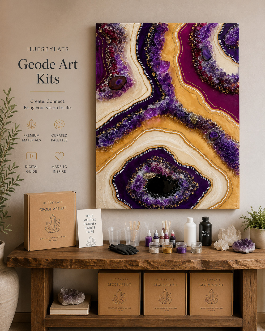 Rectangle Geode Wall Art Kit 12" x 18"